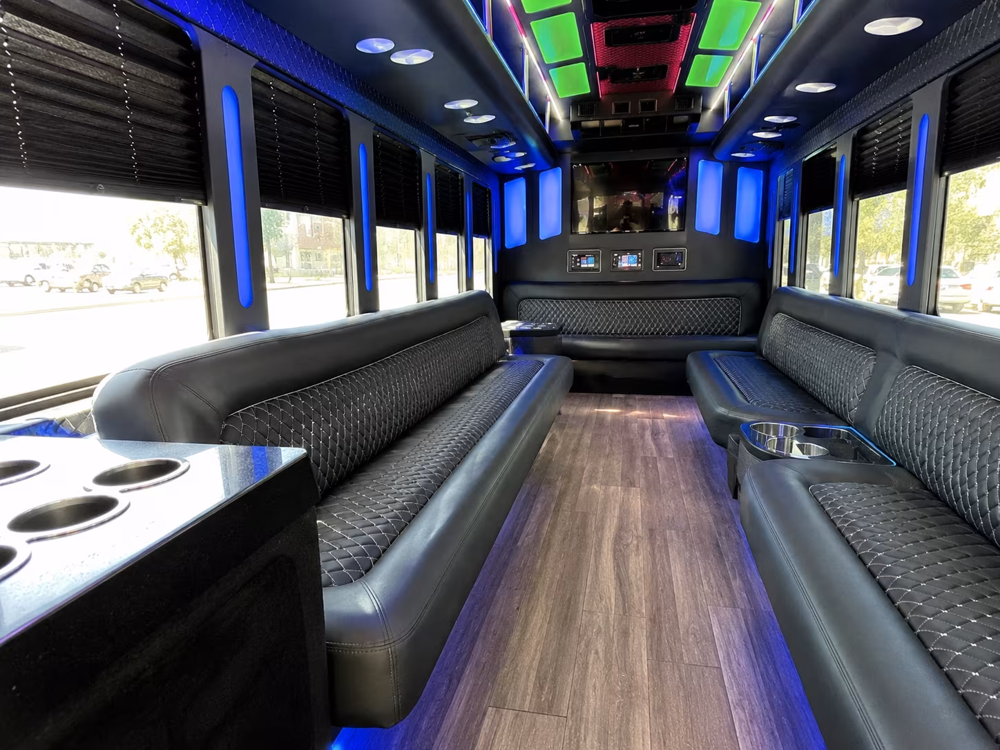 flagstaff 15 passenger party bus inside
