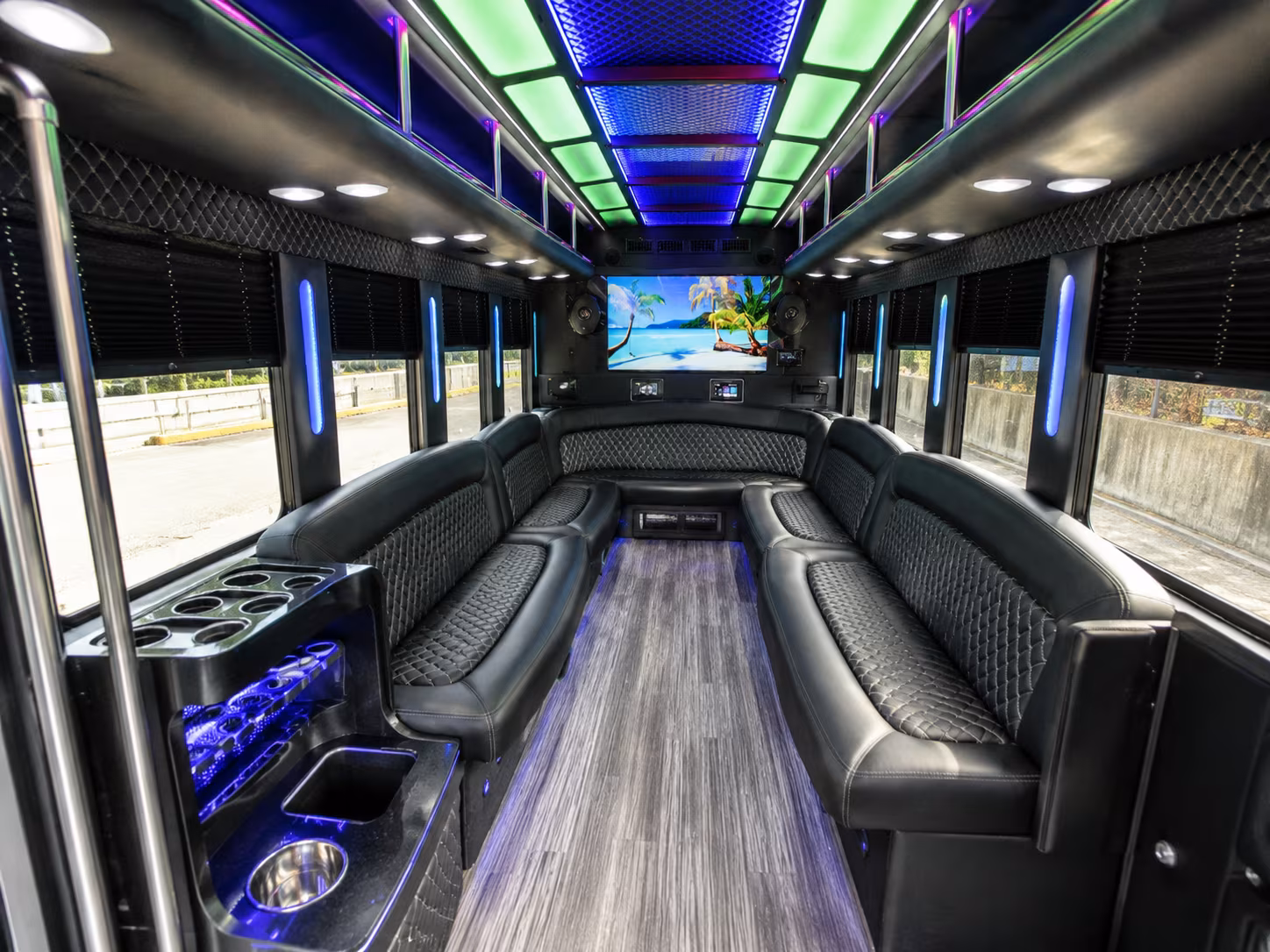 flagstaff 18 passenger party bus inside