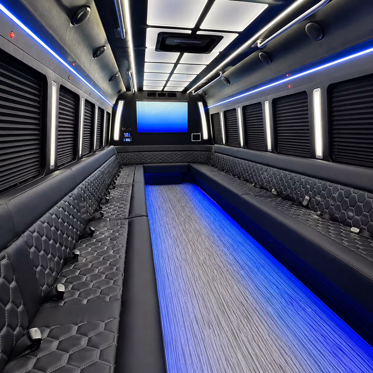 flagstaff 50 passenger party bus inside